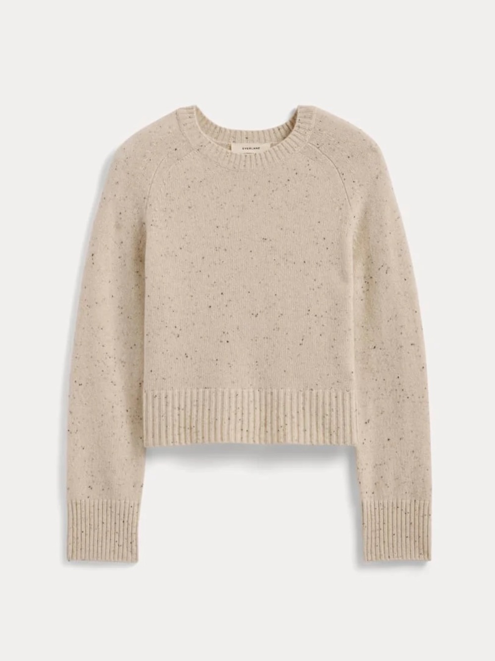EVERLANE THE BOXY CREW IN CASHMERE OAT DONEGAL XXL